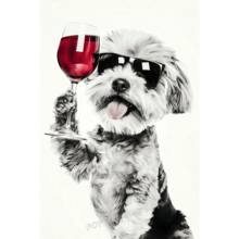 1PC Funny Dog Drinking Beer Wine Wall Art Terrier Samoyed Alcohol Humor Poster Dog Lover Decor For Kitchen Home Optional Frame - Multicolor - View 78