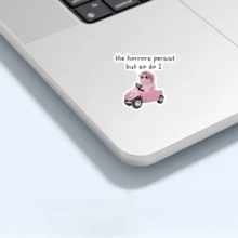 Pegatinas "El horror persiste, pero yo también" , pegatinas de hámster, pegatinas de humor para adultos, pegatinas divertidas y ingeniosas adecuadas para portátiles, teléfonos, botellas de agua, Kindle, útiles escolares, vuelta al cole - Multicolor - Ver 7