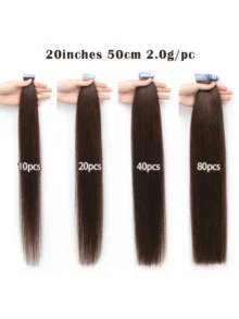 10pcs/Pack Mini Tape-In Hair Extensions, Real Human Hair, Highlighted Blonde, Invisible Skin Weft, Non-Remy, Tape-In Hair Extensions - S6/613 - View 5