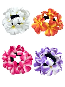 Elegant Bohemian Style Garden Headband, Flower Hoop Scrunchies, Girls' Bun Hairbands, Stretchy Headbands, Colorful Floral Hair Bands, Fashionable Girls' Hair Accessories Gift Set