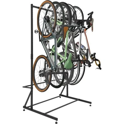 CuisinSmart Stainless Steel Bike Storage Rack 5 Bike Storage Hanger Wall Mount With Adjustable Height Space Saving Perfect For Home & Garage Holds Up To 300lbs