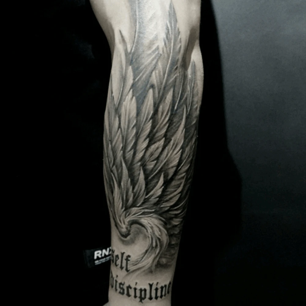 Temporary Tattoos Arm Wing Design, Realistic , Waterproof & Scratch Resistant - Black - View 1