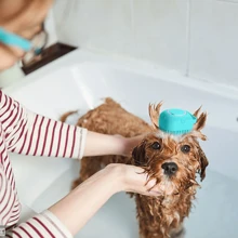 1pc Silicone Pet Bath Brush With Massage Ball - 2 In 1 Bathing And Massage GroomingTool For Dogs And Cats Shampoo - Gentle Silicone Material Pet Care Accessories And Cleans With Built-In Bath Sanitizer For Daily Cleaning Of Pets, Birthday Gifts,
