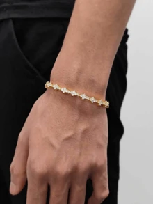 1条男士飞机造型项链，金/银色；1条水钻网球手链，闪亮Y2K风格项链手链套装，时尚优雅设计，生日、周年纪念日、特殊场合的经典礼物 - 彩色 - 查看 3