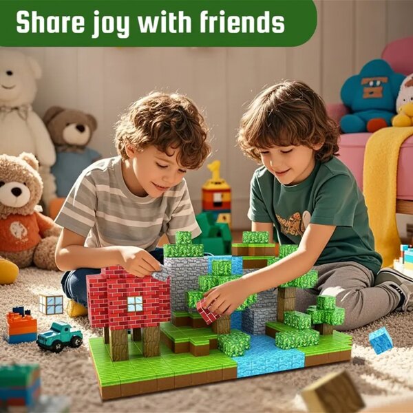 [Magnetic Building Blocks Set]154pcs Magnetic BuildingBlocks Set -3D Clear ABS Construction Tiles Educational Toy-No Battery Required Ideal Gift
