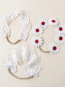 1/3 件 INS 风格儿童蕾丝刺绣公主发饰，柔软尼龙女婴发带，可爱儿童发饰，适合日常佩戴 - 彩色 - 查看 4