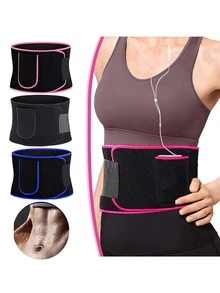 حزام يوجا يحفز على التعرق لحماية العضلات البطنية مع فتحات تنفس ، من نوع يناسب الجنسين ، بجيب لياقة بدنية ، مزود بأيونات الفضة لحماية الخصر