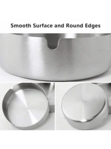 Stainless Steel Round Ashtray - 3.15/3.93/4.72 Inch Round (Silver/Gold), Portable - Suitable For Home, Hotel, Restaurant, Indoor, Outdoor
