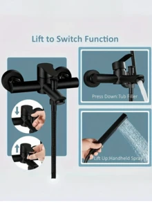 1pc Black Brushed Stainless Steel Wall-Mounted Hot & Cold Shower Faucet For Bathroom, Bathtub, And Toilet - Triple Connection Valve With Sleek Modern Design, Concealed Installation, And Durable Finish Bathroom Accessaries Bathroom Tools - Multicolor - View 6