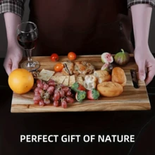 1 块优质红木切菜板 - 厚实、耐用且可切块，适用于切肉、奶酪、面包、蔬菜 - 非常适合圣诞节、万圣节、复活节、感恩节和节日礼物