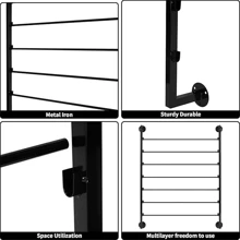 Multi-Purpose Wall Ribbon Storage Rack 7-Tier, Metal Ribbon & Craft Supply Organizer With Removable Rods, Iron Storage Rack For Wrapping Paper/Scarves - Black - View 5