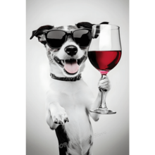 1PC Funny Dog Drinking Beer Wine Wall Art Terrier Samoyed Alcohol Humor Poster Dog Lover Decor For Kitchen Home Optional Frame - Multicolor - View 34