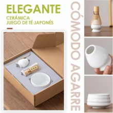 Juego de Batidor de Matcha – Set de 6 Piezas con Tazón, Batidor de Bambú, Soporte, Cuchara, Tamiz de Acero Inoxidable y Cucharilla Medidora - Azul Cadete - Ver 6