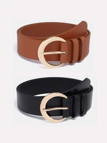 1 件女士纯色休闲聚氨酯 PU 腰带，适合日常佩戴宽腰带秋季、秋季、万圣节