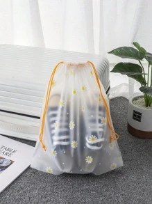 5pcs/10pcs Clear Plastic Storage Bag Large Shoes Storage Organizer Portable Travel Shoe Packaging Bag Waterproof Shoe Bag Drawstring Shoe Bag Organizer For Men And Women With Drawstring Waterproof Travel Storage Bags For Packing Dust Bags Modern Floral Pattern Travel Shoe Bag Travel Essentials Travel Organizer For Beach Summer Vacation Back To School