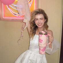 Compatible With Stanley 40 Oz H2.0 Tumbler With Handle, Double Walled Vacuum Insulated Stainless Steel Water Bottle Premium Summer Drinkware Portable Handy Flask Travel Mug Iced Coffee Cup For Outdoor Camping, Hiking, Driving, Travel, Perfect Gift Idea - Pink Flower - View 8