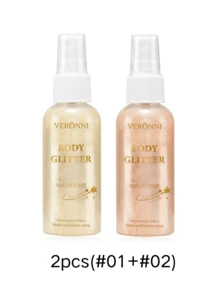 MSFLIBNH 1/2/4PCS 80/100ml 身体闪光喷雾，速干持久高光粉喷雾，适合圣诞化妆派对和其他节日狂欢节，适合所有肤色和肤质，轻度遮瑕，闪光效果，送给妈妈的礼物 - 彩色 - 查看 16