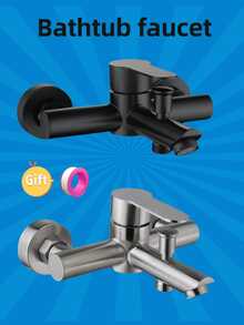 1pc Black Brushed Stainless Steel Wall-Mounted Hot & Cold Shower Faucet For Bathroom, Bathtub, And Toilet - Triple Connection Valve With Sleek Modern Design, Concealed Installation, And Durable Finish Bathroom Accessaries Bathroom Tools - Multicolor - View 1