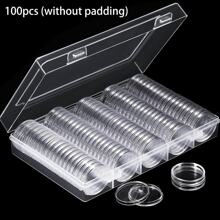 100 Pieces Of 30mm Coin Capsules With Transparent Plastic Silver Dollar Holders, Suitable For Collectors With Circular Coin Protective Covers, With Storage Boxes, Suitable For Morgan Silver Dollar Collection Items