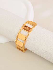 1 件复古优雅百搭通勤激光花手链，适合女士 - 金黃色 - 查看 7