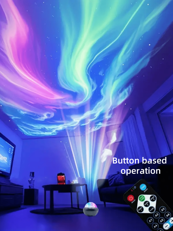 1 RGB Starry Sky Projection Night Light With Remote Control, USB Powered LED Ambient Light, Suitable For Bedroom And Living Room Decoration, Colorful Aurora Effect, ABS Plastic Shell, Perfect For Home Theater, Ceiling, Camping, Wedding And Party Atmosphere