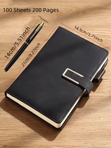 1 Stück neutraler Kugelschreiber + A5 Notizbuch mit Gummiband, hochwertiges Merkbuch, dickes Geschäftsnotizbuch Schulmaterial, Schulanfang