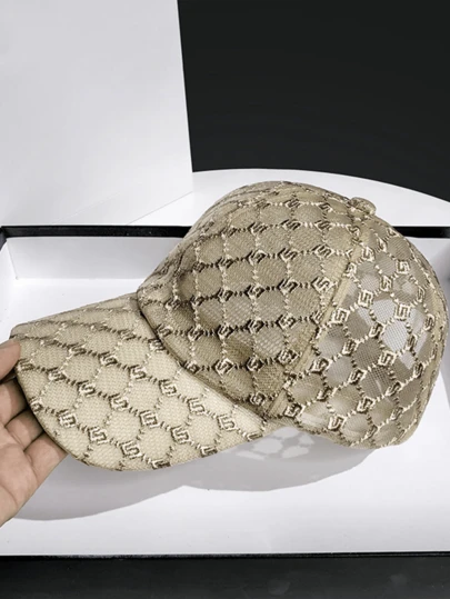 1 pieza Sombrero de encaje para mujer de verano, ala ancha, moda casual, versátil, gorra de béisbol, sombrero de sol semi hueco, diseño delgado