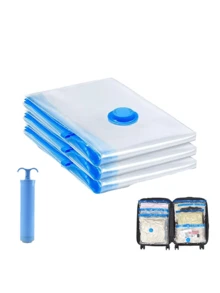 Travel Vacuum Bags With Electric Pump, 6 Packs Vacuum Travel Bags For Luggage And Suitcase, Vacuum Seal Space Saver Compression For Clothes Clothing Portable Compression Sealer For Clothes, Blankets, Bedding & Travel,Good For Storage And Organization - Blue and White - View 10