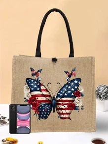 2PCS Large Capacity Is Simple And High -Level, Fashionable, Casual And Portable Design Pink Butterfly Pattern Daily Matching Women's Handbags, Traveling, Traveling, Shopping, Daily Commuting, Gifts, Etc.