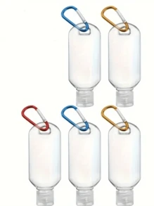 Bottiglia da viaggio antifuga con portachiavi - contenitore portatile ricaricabile, disponibile in più colori (blu, bianco, trasparente) per liquidi per il lavaggio delle mani e articoli da toilette (blu, bianco, trasparente), bottiglia da viaggio per articoli da toeletta, contenitore per liquidi ricaricabile a prova di perdite per articoli di toeletta, cosmetici - (colore del moschettone casuale)