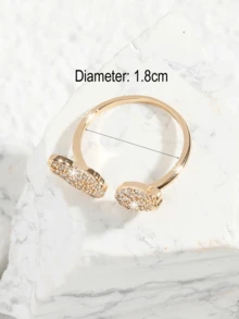 1pc Angel Wing Cubic Zirconia Encrusted Open Ring, Fashion Jewelry For Women