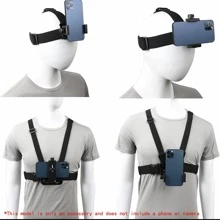 Kit de support de téléphone portable avec sangle de poitrine. Idéal pour les caméras POV/VLOG, la pêche, le vélo. Support de caméra pour le corps. Accessoires de clip pour téléphone portable compatibles avec les caméras d'action.