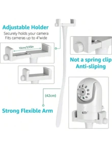 1pc Silicone Transformable Camera Stand, Can Be Fixed On Baby Crib, Suitable For Baby Monitor; 360° Rotatable Flexible Coil Base Phone Holder With Camera Mount; Universal Bedside Bracket, Fits Smartphones, Home Security Cameras And Baby Monitors. - Bracket - View 4
