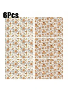 6 件水豚幻想主题礼品包装纸，混合动物设计，彩色大尺寸生日礼品包装，派对礼品，可定制包装