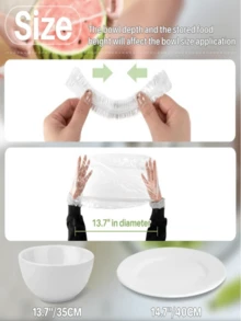 100pcs Transparent Food Wrap Covers, Disposable Use Reusable Plastic Wrap For Bowls, Fridge & Kitchen, Keeps Food Fresh, Airtight, Dustproof, Versatile Cooking Tool For Outdoor Camping And Barbecue, Random Color - White - View 6