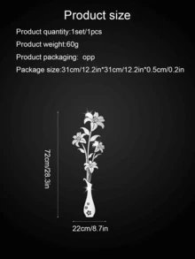 亚克力镜面百合花花瓶墙贴，百合花+花瓶装饰软镜，适用于玄关、客厅、卧室，采用健康环保材质制成，无污染。（墙贴带有一层保护膜，使用时可撕下）
