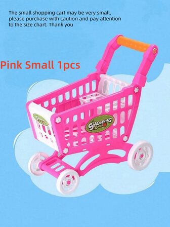 1件儿童家用仿真购物车，大容量，仿真水果，双层储物，优质材料，需自行组装，适合作为节日和生日礼物，体验购物乐趣，是送给男孩女孩的理想礼物。