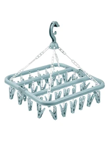 Suszarka do skarpet, wieszak na ubrania z 32 klipsami, wieszak na ubrania do wewnątrz i na zewnątrz, składana obrotowa suszarka do ubrań, odpowiednia do bielizny, skarpetek, małych części garderoby, do użytku na zewnątrz i na balkonie - oszczędzająca miejsce, bez zasilania, wisząca linka na ubrania, wieszak na ubrania, pralnia