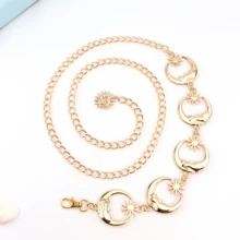 1 件时尚天体金属身体链 - 月亮星星太阳腰饰分层肚脐链，适合女士，优雅百搭配饰，适合派对夜晚外出或日常服装，夏季、学校秋季、秋季、万圣节