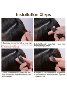 10pcs/Pack Mini Tape-In Hair Extensions, Real Human Hair, Highlighted Blonde, Invisible Skin Weft, Non-Remy, Tape-In Hair Extensions - S6/613 - View 7