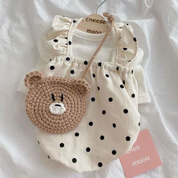 1 pezzo Vestito per cani con protezione solare, bianco panna con motivo a pois, balza e bordo arricciato (esclusa borsa), leggero e traspirante, abbigliamento estivo per gatti e cani