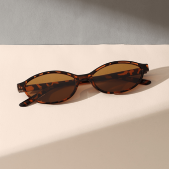 1 par små ovala moderiktiga glasögon med personliga och multifunktionella retro damglasögon för sommarturism, semester och strand, preppy stil för skolstart, ovala leopardmönster med sköldpaddsmönster