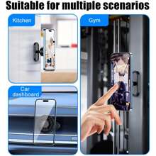 1pc Gym Car Magnetic Phone Holder, 360 Degree Adjustable Portable Phone Holder, Fitness Equipment Accessories, Carbon Texture, Diamond Mesh, Double Magnets, Clip-On, Silicone Base, 17mm Ball Head, Lazy Holder, Outdoor Photography Support Stand, Suitable For Indoor Outdoor Home Gym Car Kitchen Bathroom Phone Holder, Sport, Gym, Home Exercise, Sport Accessories, Gym Accessories, CrossFit Accessories