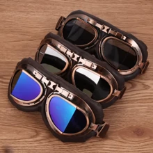 Retro Motorcycle Goggles Glasses Vintage Moto Classic Goggles For Harley Pilot Steampunk ATV Bike Copper Helmet
