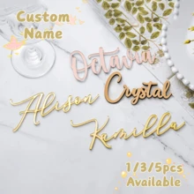 Custom Wedding Place Card , Personalized Name Plates For Wedding , Wood Names , Table Decor Luxury Wedding, Laser Cut Names Tags, Wedding Gifts, Wedding Accessories, BridemaidsGift, Christmas Gift, Christmas Decor, Thanksgiving Gift, New Year Gift, Party Decor - Multicolor - View 1