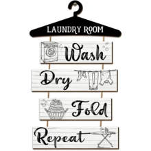 5 Pieces Laundry Room Wall Sign Rustic Laundry Room Rules Hanging Sign Wooden Wash Dry Fold Repeat Laundry Plaque Vintage Farmhouse Laundry Rules Wall Decor 19.7 X 11 Inch (Multicolored Backing) - Multicolor - View 17