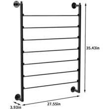 Multi-Purpose Wall Ribbon Storage Rack 7-Tier, Metal Ribbon & Craft Supply Organizer With Removable Rods, Iron Storage Rack For Wrapping Paper/Scarves - Black - View 2