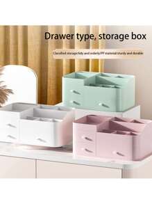 Stackable Makeup Organizer - 2-In-1 Storage Box For Vanity & Desk (With Drawer For Brushes/Jewelry/Lipsticks), School Supplies, Back To School
