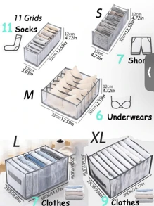 1pc Foldable Storage Bag For Clothes, Underwear, Jeans, Shirts, Closet Organizer Box With Compartment, Grid Design, Home And Bedroom Use Decorations Decor Festival Decor Room Decor Home Decor Bed Room Decor Bedroom, Organizer, Home Storage, White T Shirt Women, Black Pants Women, Ladies Winter Clothes, Dress,