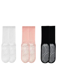 6 Pairs Women Sports Yoga Mid-Calf Socks, Women Pilates Non-Slip Yoga Socks For Dance, Gym, Workout, Ankle Socks